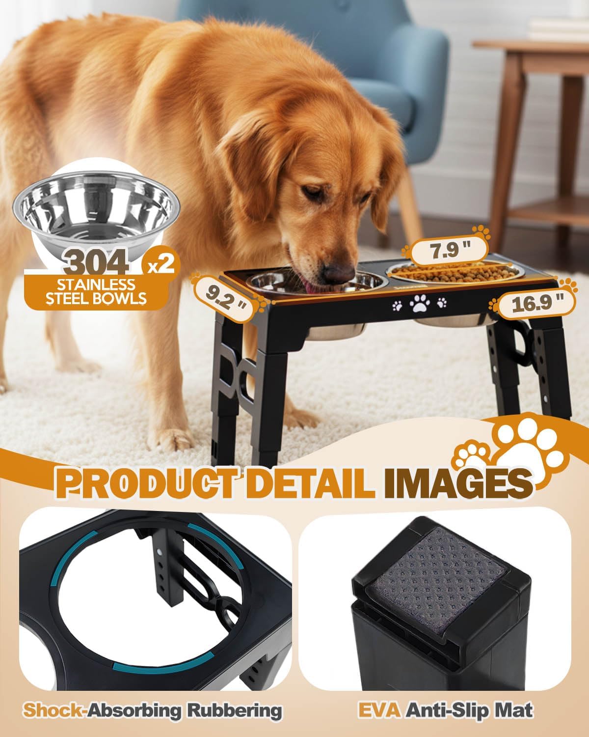 Elevated Dog Bowls for Medium Large Size Dogs - Black / Medium Large / 2 Basic Bowls - image 4