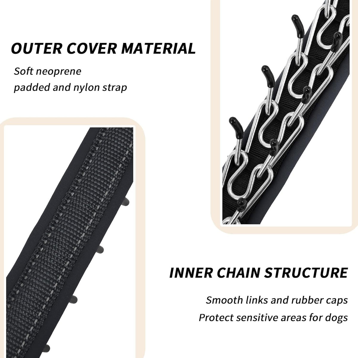 Martingale No Pull Dog Collar for Large Medium Small Dogs - M (15"-23" Neck, 1.5" Wide) / Black Black - image 2
