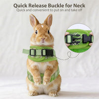 Plaid Breathable Rabbit Harness and Leash Set Escape Proof - Green / S - image 2