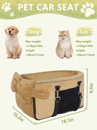 Dog Car Seat for Small Dogs, Center Console Seat for Puppy - Brown - image 2