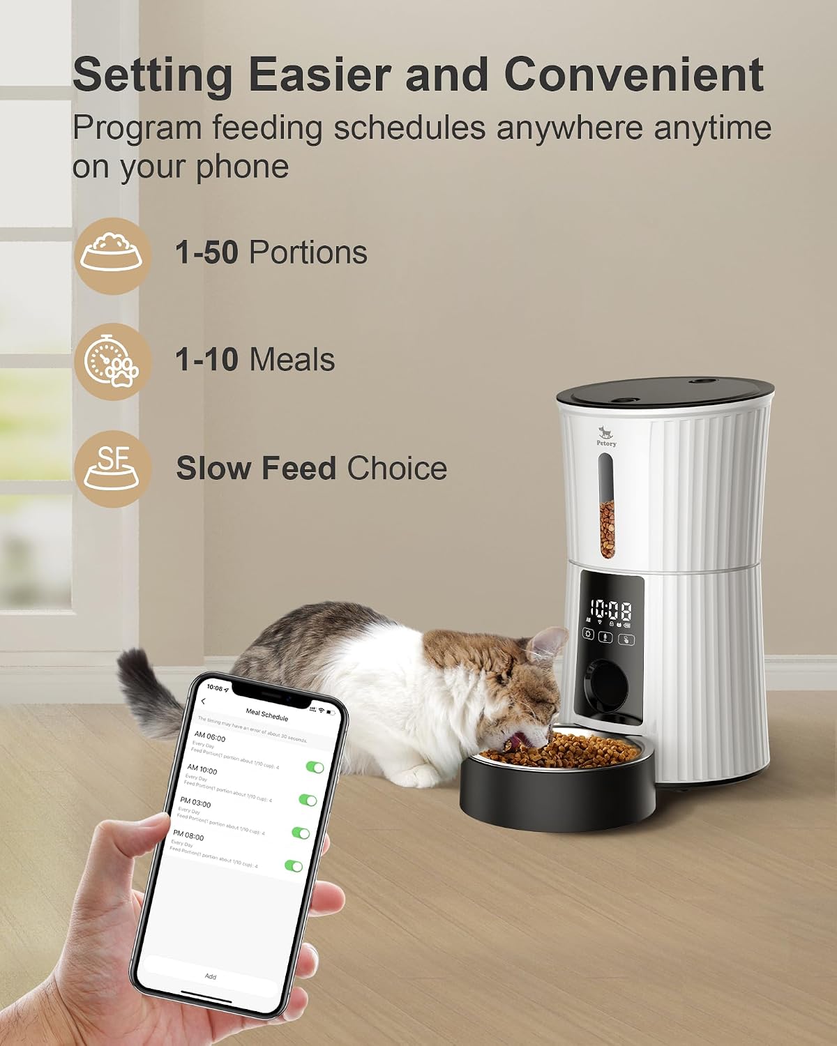 Timed Automatic Cat Feeder - White / WIFI - image 2