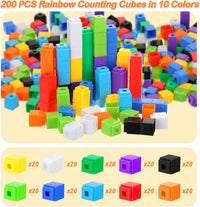 Jenaai linking cubes for math, 200 colorful plastic counting cubes snapped into towers - view 4