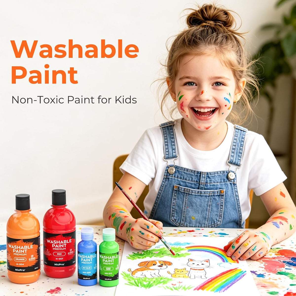 Nicpro 18 Colors Large Washable Paint Set for Kid - 24 Colors / 8.45 Fl Oz (Pack of 24) - image 3