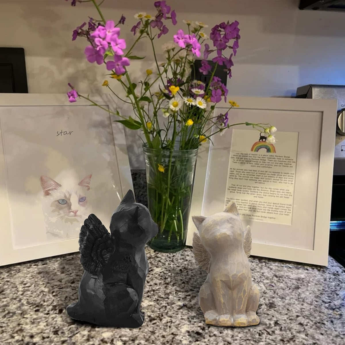 Cat Angel Memorial Figurine, Gray - Natural-love My Cat (Black) - image 2
