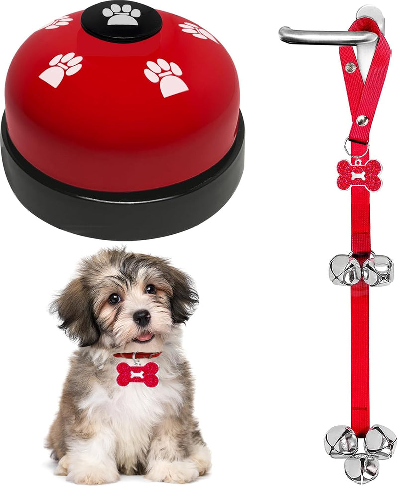 2 Pcs Dog Door Bells Dog Doorbell to go Outside Puppy Train Bell - Red