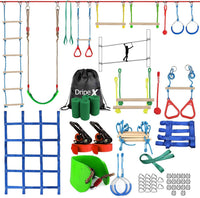 Ninja Warrior Obstacle Course for Kids Backyard - 2x65FT + 10 attachments