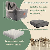 Dog Car Seat for Medium Sized Dog,Pet Travel Car Bed with Seat Belt Channle,Fully Detachable and Washable Car Dog Seat with Adjustable Straps,3 Straps Easy to Install (Grey)