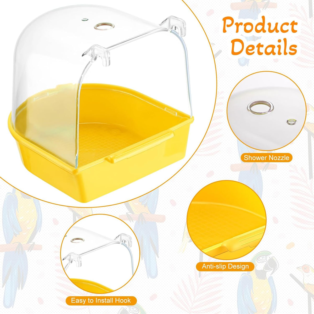 Honeydak 3 Pcs Bird Bath for Cage Parakeet Bath Hanging Box - Vivid Color - image 2