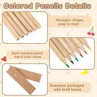 Ctosree mini colored pencils in kraft boxes, 6 natural wood pencils per box - view 20
