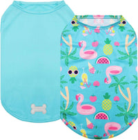 KYEESE 2Pack Dog Shirts for Medium Large Dogs Breathable Mesh Tank Top – Essentials for Dogs - Medium (7-13lbs) / 1# 2Pack (Flamingo+blue)