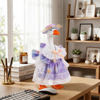 7inch Desk Goose Outfits, Mini Desktop Goose Clothes with Sunglasses & Necklaces, Brown Leopard - Dress Purple / 7 Inch - image 4