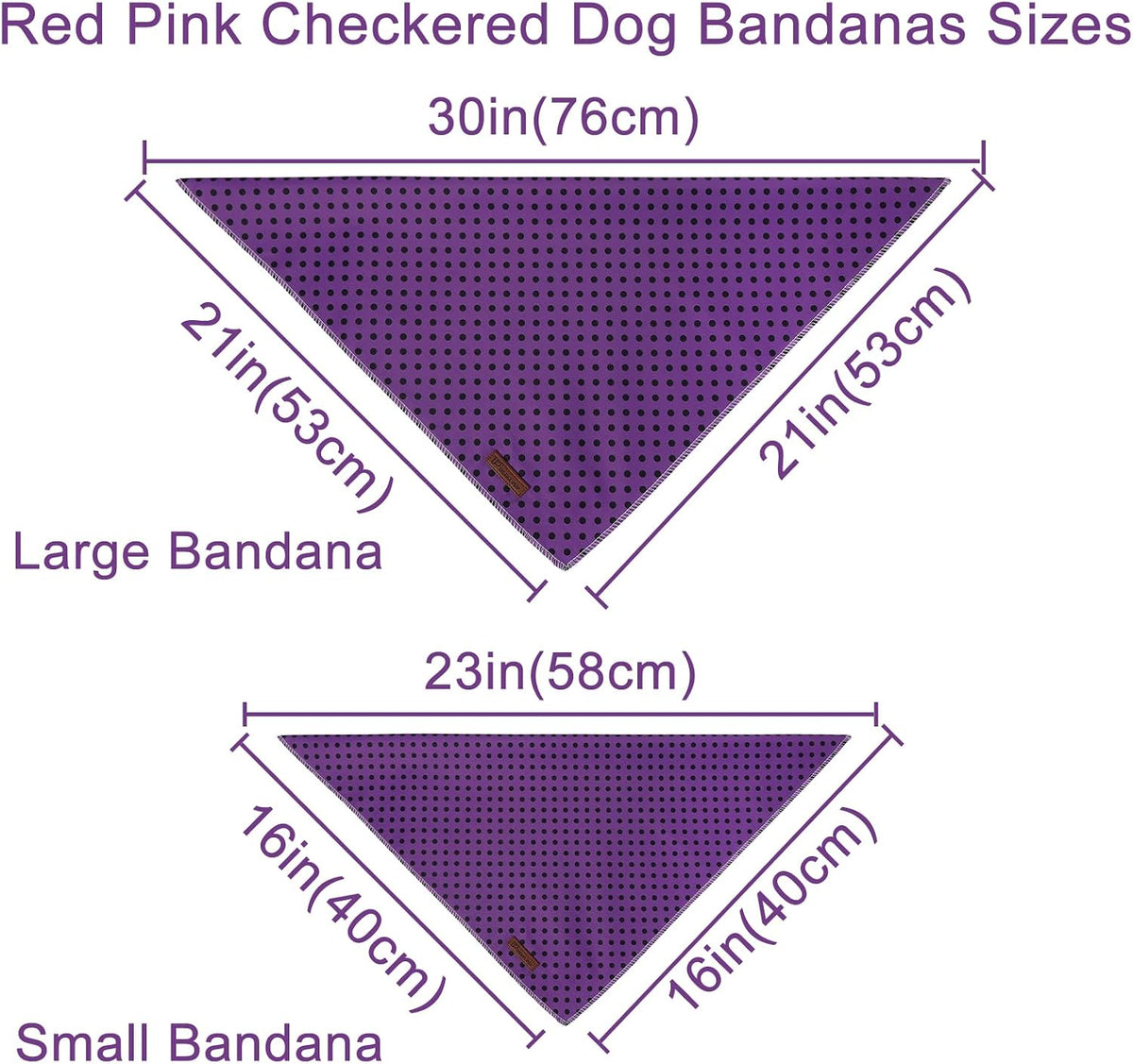 Summer Dog Bandana, UP URARA PUP Strawberry Triangle Bid Scarf for Medium Large Dogs, Cotton - Purple Black Polka B / S - image 4