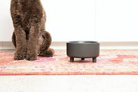 Waggo Uplift Ceramic Dog Bowl for Small Medium and Large Breeds - Heavyweight and Durable Pet Food and Water Dish Crock, Dishwasher Safe, Modern, Elevated Feeder (Black, Large)
