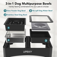 UPSKY 2-in-1 Elevated Dog Bowls Set with 4 Height Adjustable Stand - C-3 in 1 (Black) - image 3