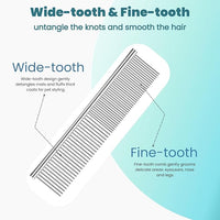 [3 Pack] Stainless Steel Pet Comb Set – Grooming Combs for Dogs & Cats, Large Medium Small Sizes – for Long, Short, Curly Hair, Detangling Matted or Knotted Undercoat Hair