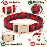 Medium Dog Collars for Male Dogs - Classic Christmas Plaid / L - image 3