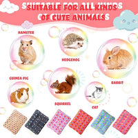Yulejo 6 Pieces Guinea Pig Bed Mats with Cleaning Dustpan Brush Washable Plush Cage Lines Soft Fleece Sleeping Bedding Pads for Hamster Bunny Chinchilla Squirrel Small Animals (Cool Color, Star)
