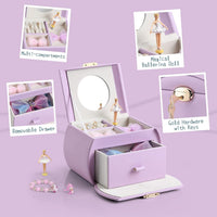 VLANDO 2 Layer Girls Musical Jewelry Box with Ballerina and Large - C.Purple - image 2