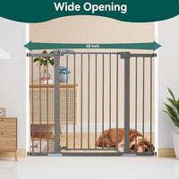 BABELIO 36 Inch Tall Metal Baby Gate, 29-48" Auto Close Pressure Mounted Dog Gate, Gray