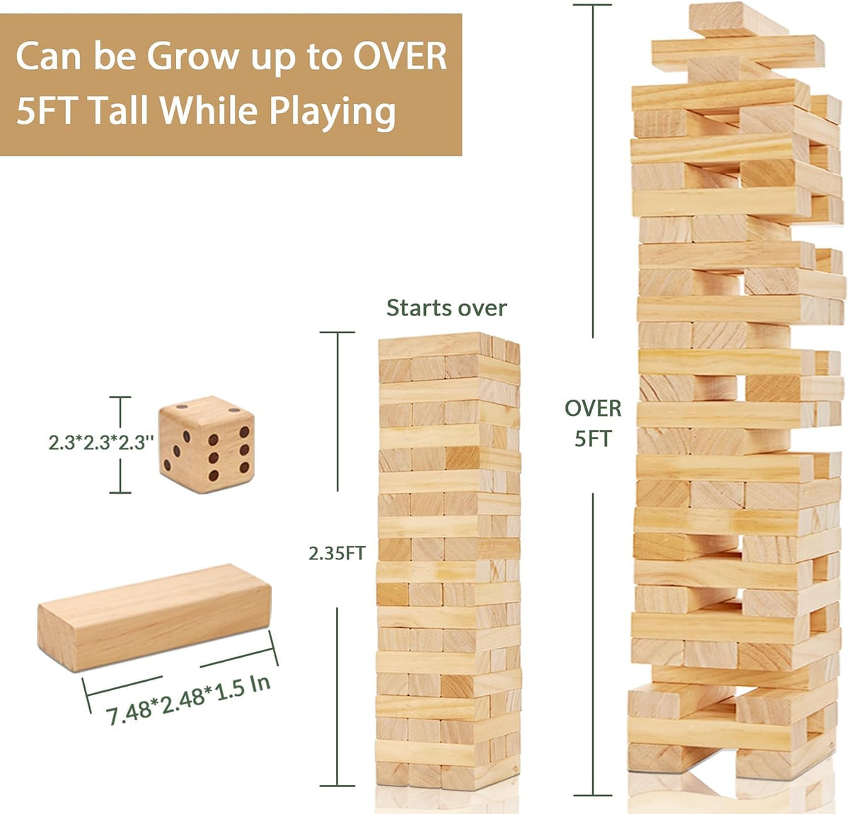 ApudArmis Giant Tumble Tower - XL-Over 5FT / Burlywood - image 3