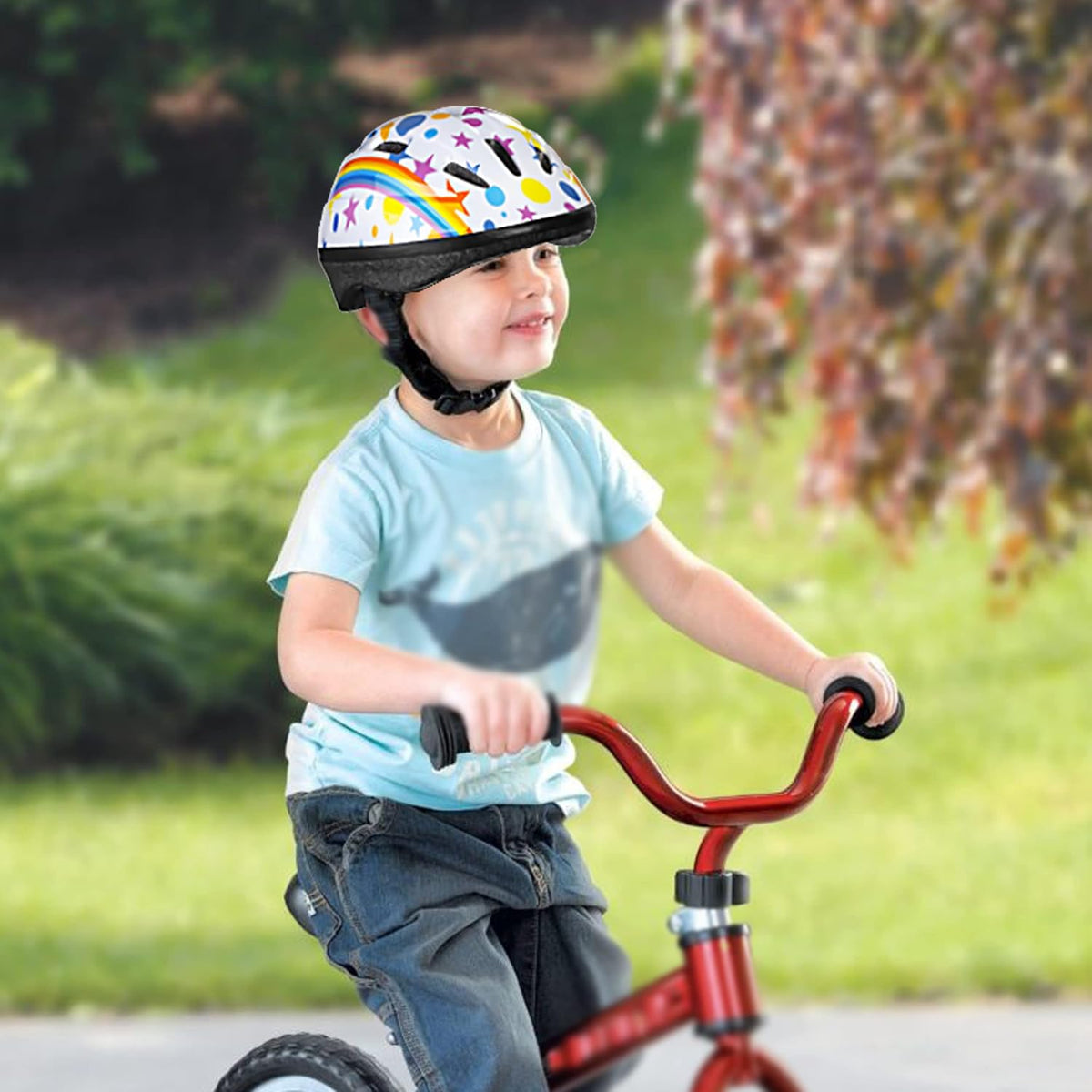 Lamsion Adjustable Kids Bike Helmet with Knee Elbow Wrist Pads - White - image 3