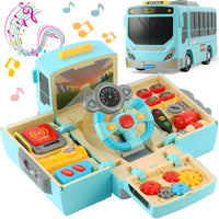 HONGTUO School Bus Toy with Sound and Light - Blue Bus Toy