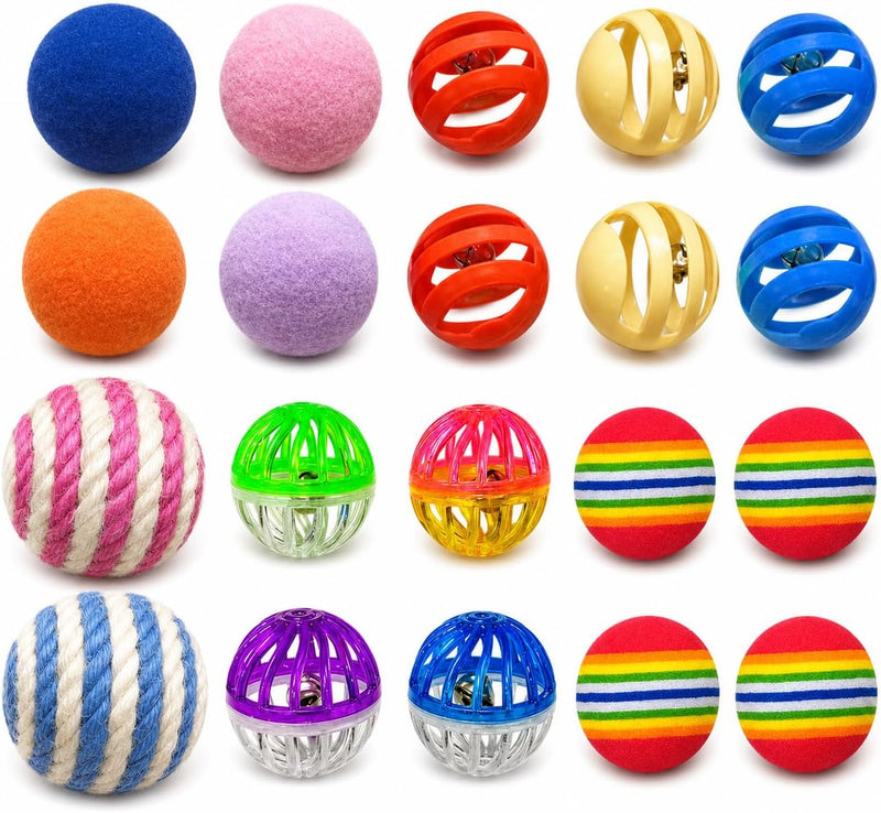 Cat Toys for Indoor Cats, 20 Packs Cat Toys Balls – Essentials for Cats - Mixed Balls 20Pcs