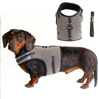 Mini Dachshund Harness, No Armpit Rub, Escape Proof, Reflective - Khaki / S: Chest 32-41cm (12.5"-16")