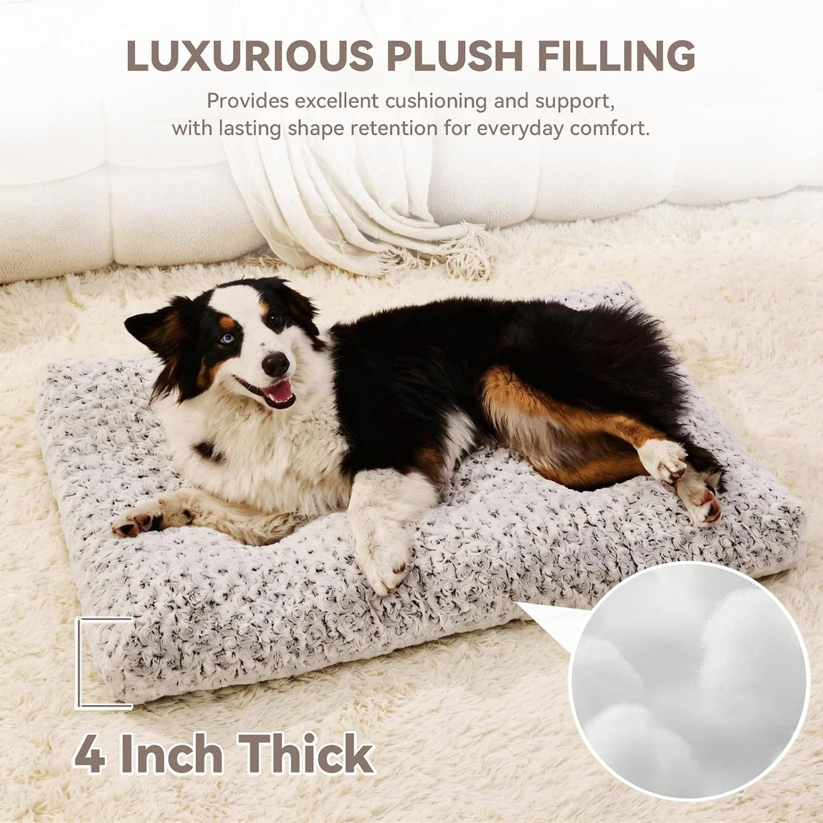 Large Dog Crate Bed Mat, Washable Plush Pad for Large Breeds – Essentials for Dogs - Brown / 41.0" L x 27.0" W x 4.0" Th - image 2