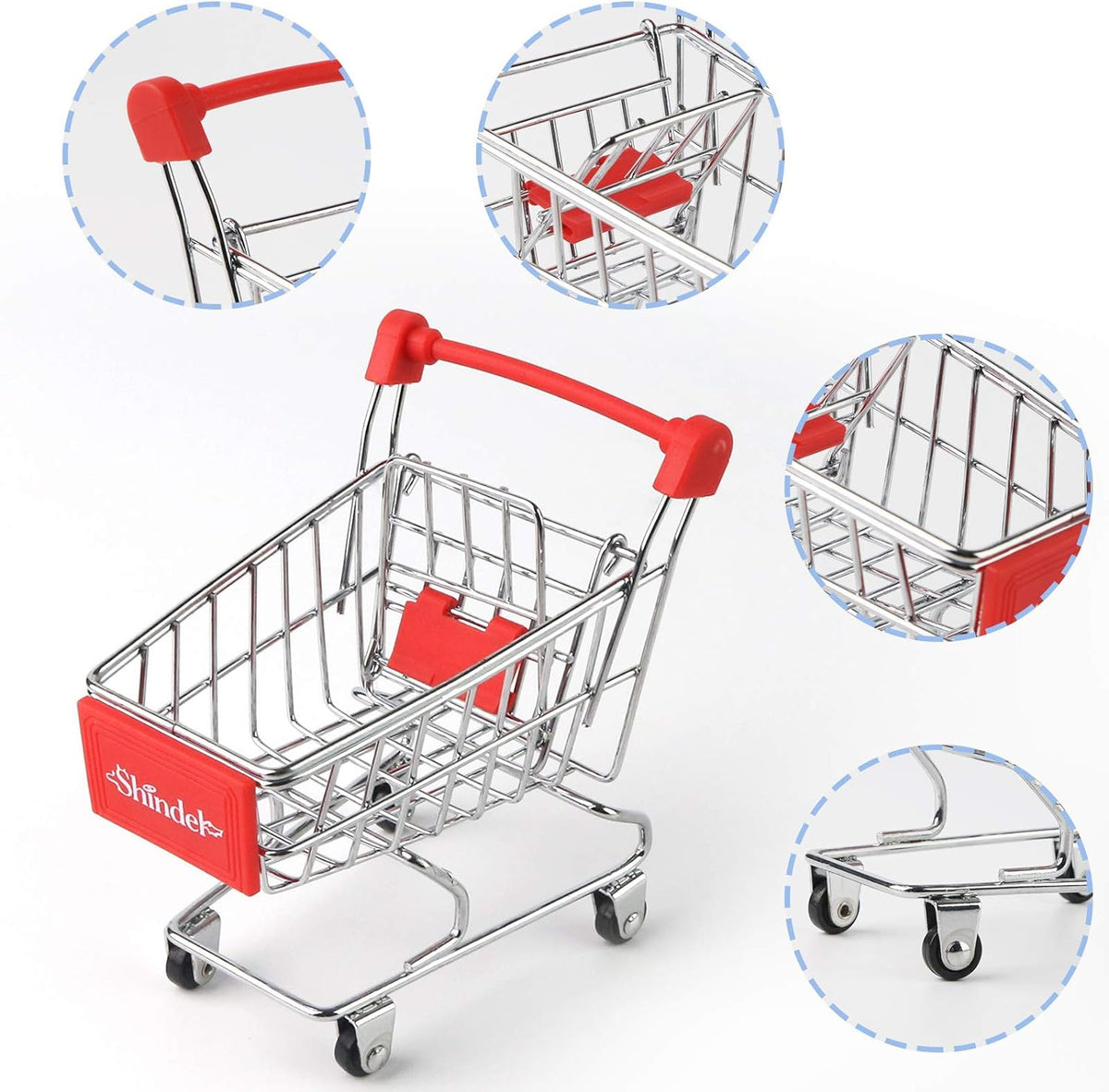 Shindel Mini Shopping Cart, Red Handle & Sign – Fun for Kids & Family - image 3