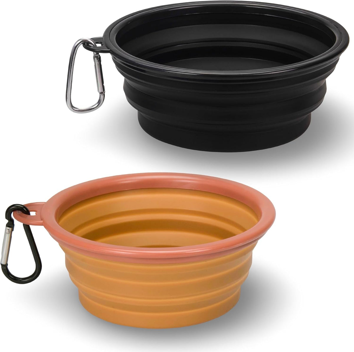 Portable Collapsible Dog Bowl for Water or Food Great Pet Travel Bowl - Brown Black / Standard 12oz 2-Pack