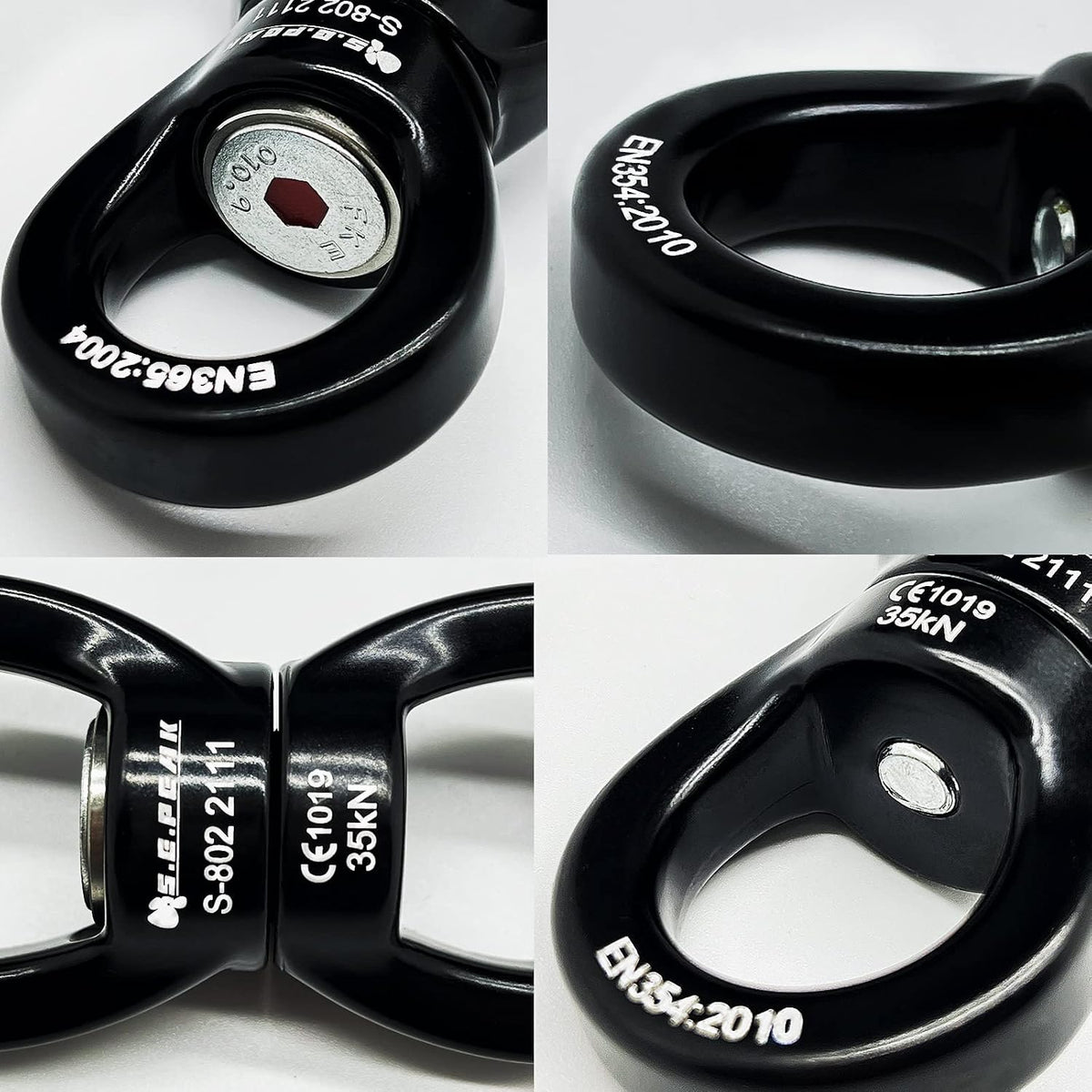S.E.PEAK black anodized aluminum 35kN swing swivel with 360 degree rotation - view 33
