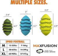 Max Fusion with Nike Grind, Arlee Spiro Football Treat Dispensing Dog Toy, Durable Dog Treat Toy, L