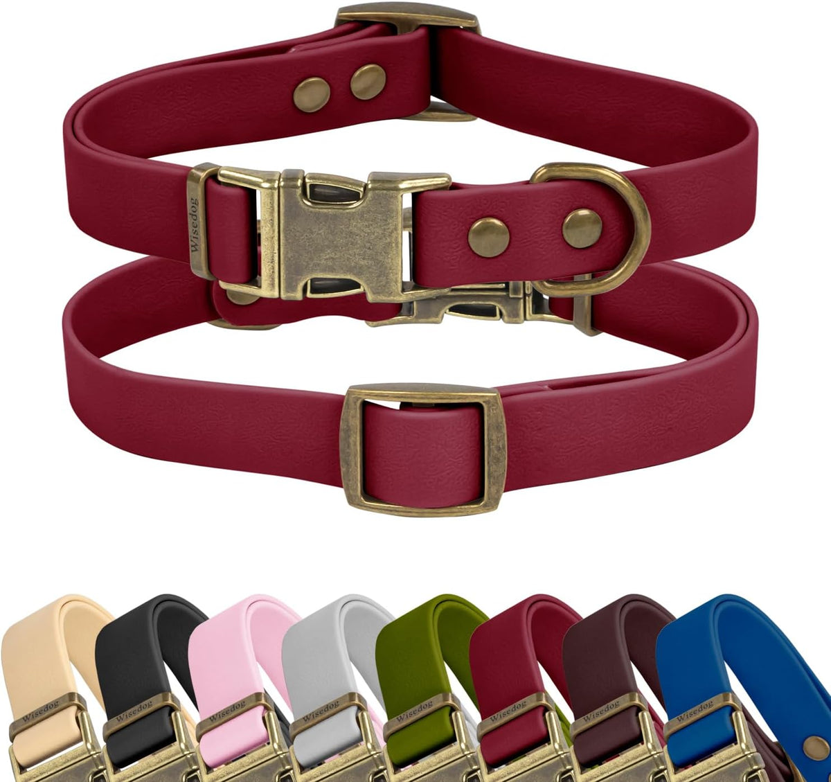 Wisedog Rubber Dog Collar with Quick Release, XS 8.5"-12" - Burgundy / XS(Collar:8.5"-12")