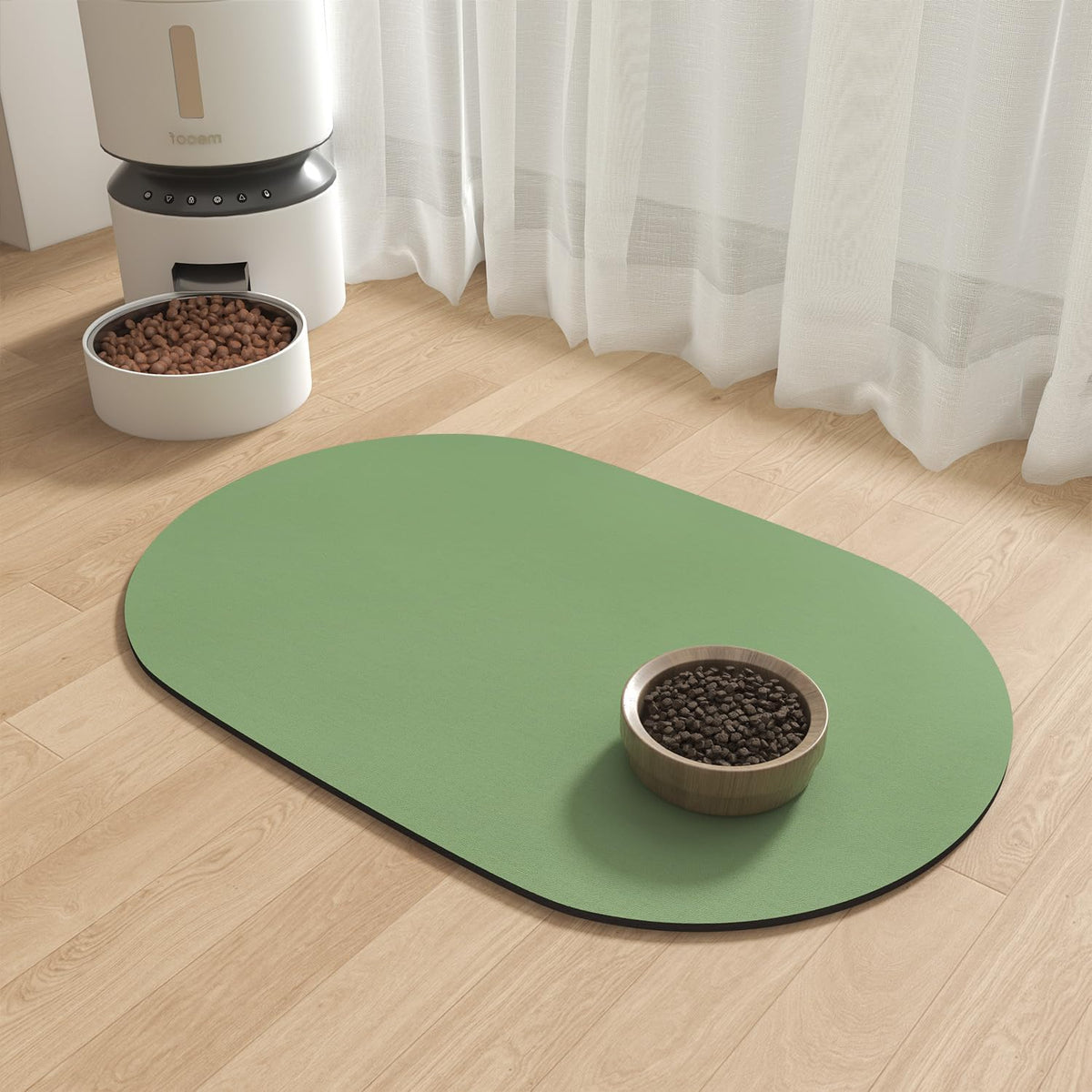 MontVoo Absorbent Dog Food Mat-Dog Mat for Food and Water Bowl - Green / 12"x19"