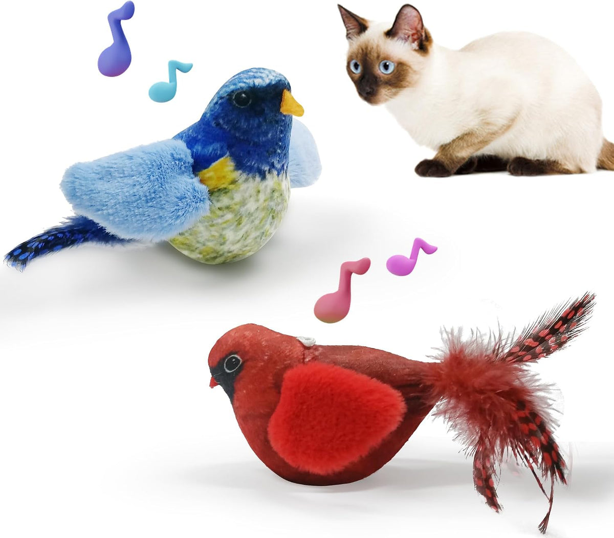 LEWISER Cat Toys Chirping Tit 2 Pcs with Catnip SilverVine - Chirp Tit A