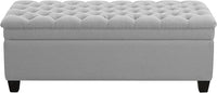 51" Fabric Storage Ottoman Bench, Upholstered Rectangle End of Bed Storage Ottoman Tufted Living Room Bedroom Bench with Safety Hinge, Solid Wood Legs, Loads 500 lb(Light Grey)