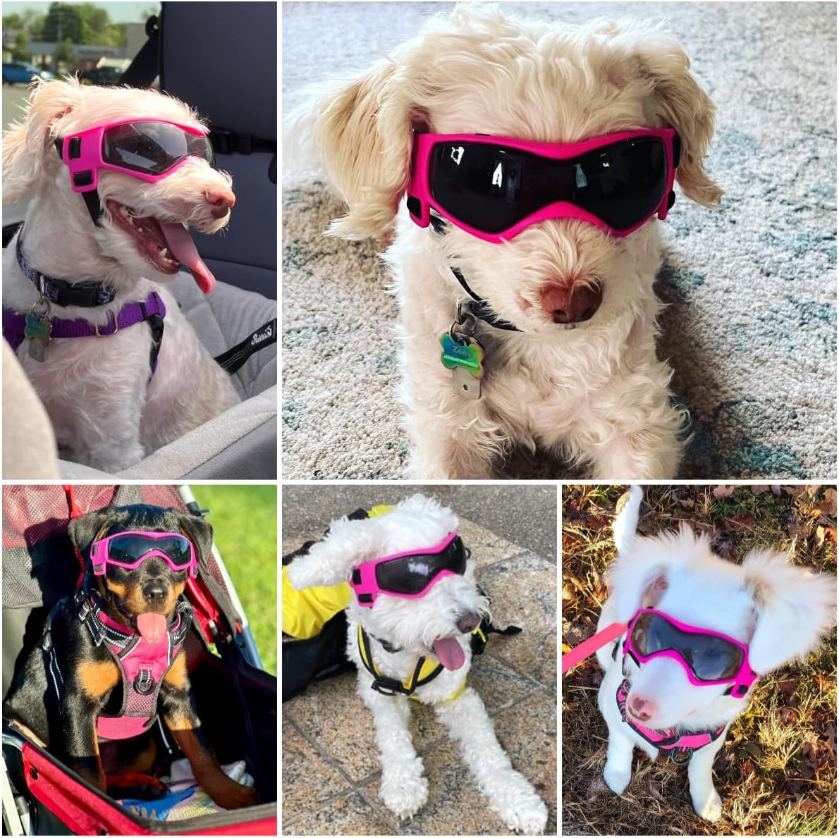 Dog Sunglasses for Extra Small Breed UV Protection Windproof XS Dog - Medium / Pink - image 2