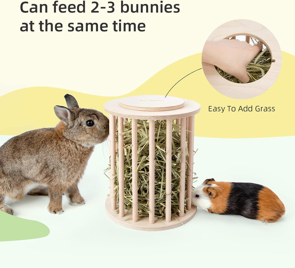 andwe Rabbit Hay Feeder Wooden Food Feeding Rack Easy to Fill – Essentials for Small Pets - image 2