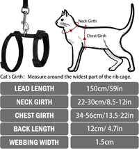 PUPTECK Adjustable Cat Harness and Leash Set Escape Proof Kitten - Medium / Black - image 2