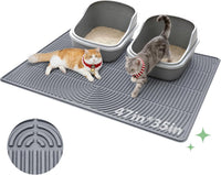 Cat Litter Mat,47" x 35" Extra Large Silicone Waterproof Litter Trapping Mat for Scatter Control - 47" x 35" / Grey