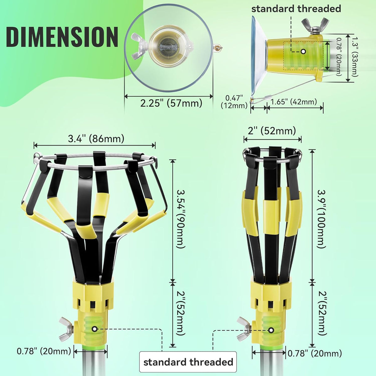 Dreyoo 4 Pcs Light Bulb Changer Set, Suction Cup & Cage Changer - Yellow - image 2