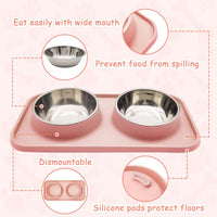 BNOSDM Double Dog Food Bowls Stainless Steel Dog Food and Water Bowls - Dark Green【Set of 1】 - image 4