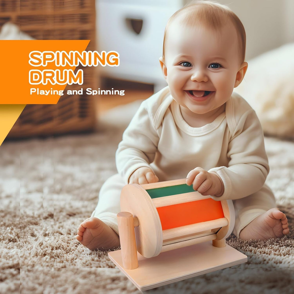 Starrykids 6-in-1 Montessori toys for babies 0-6 months with spinning drum and tummy time mirror - view 4