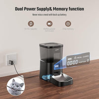 Espelho Automatic Cat Feeder- 4L Timed Cat Food Dispenser 1-6 Meals Control for Cat and Small Dog- Auto Pet Feeder with Desiccant Bag Keep Fresh for Reliable Easy Set Up and Clean- Voice Recorder