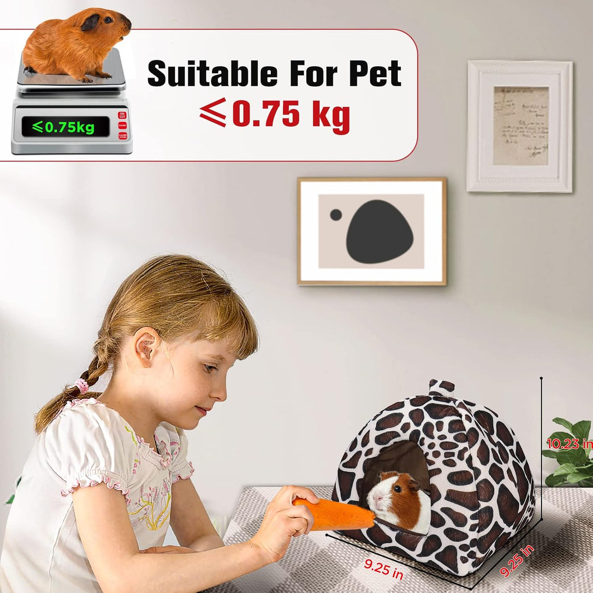 Mygeromon Guinea Pig Bed Rabbit Hideout Cuddle Cup – Daily Care for Small Pets - Leopard Print Style - image 3