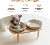 Elevated Cat Bowls, Cat Food and Water Bowl Set - Vintage Latte / 2 Bowls-6" - image 4