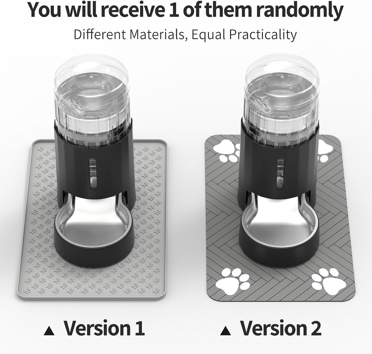 JUNSPOW Cat Water Dispenser and Stainless Steel Bowl – Essentials for Cats - Black / 4L + Mat - image 2