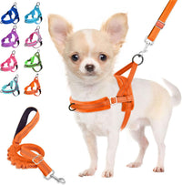 Lukovee Small Dog Harness and Leash Set, No Pull Soft Padded, XS - Orange / XS ( Chest 14'' ~ 18'')