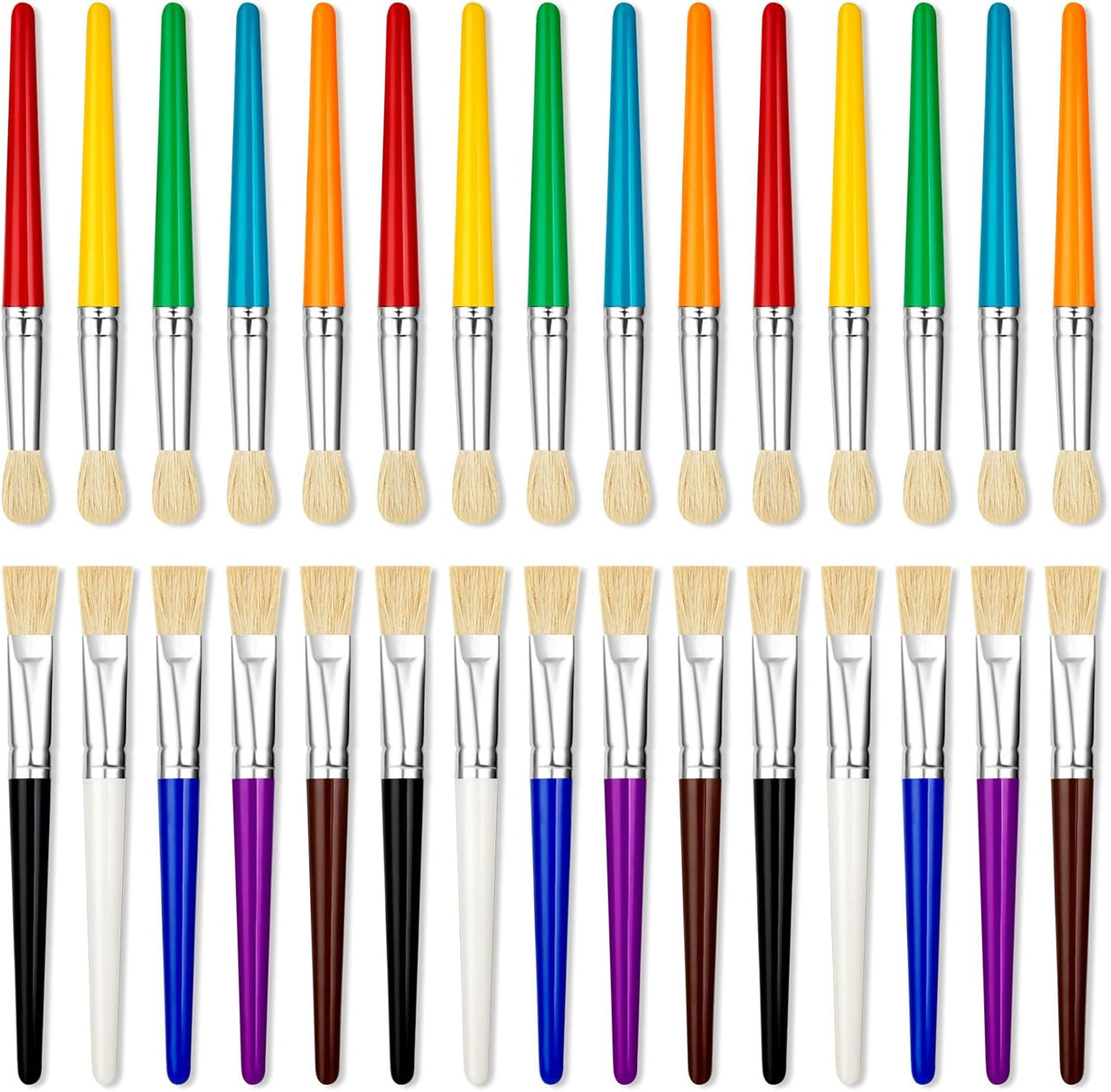 Paint Brushes for Kids, 10 Pcs Big Washable Chubby Toddler Paint Brushes, Easy to Clean & Grip - 30 Pack